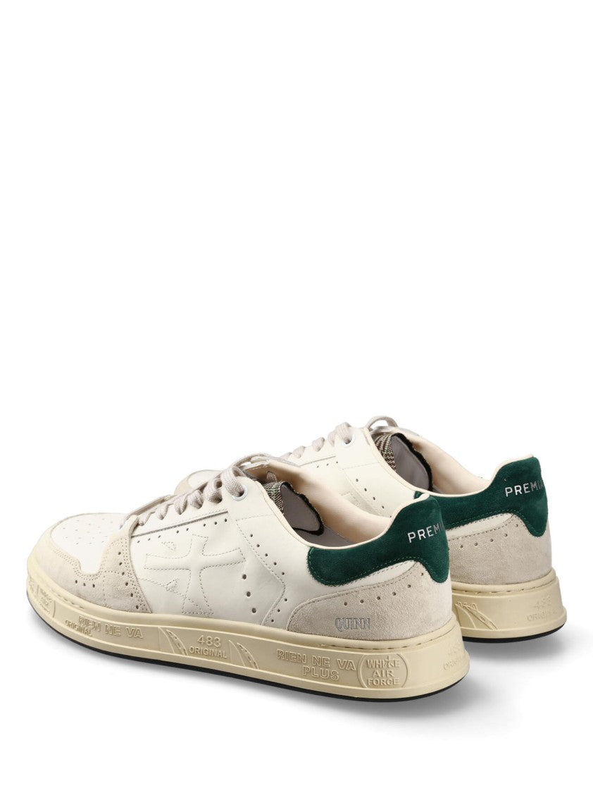 Premiata Micro Perforated Leather Sneakers With Suede Accents