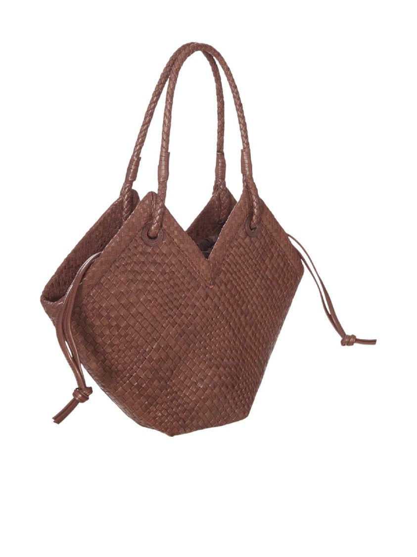 Ibeliv Chocolate Medium Trinity Woven Leather Shopping Bag