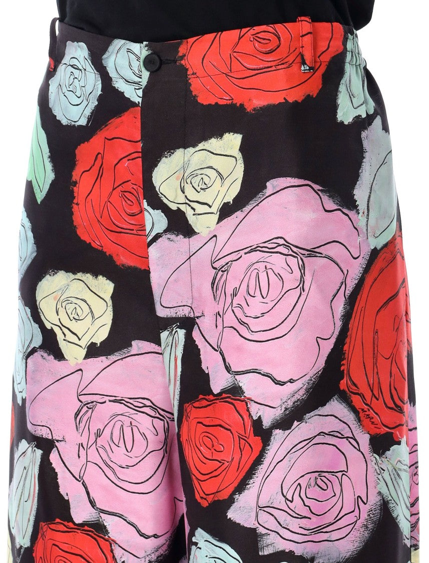 Marni Pijama Pant Silk Twill Roses