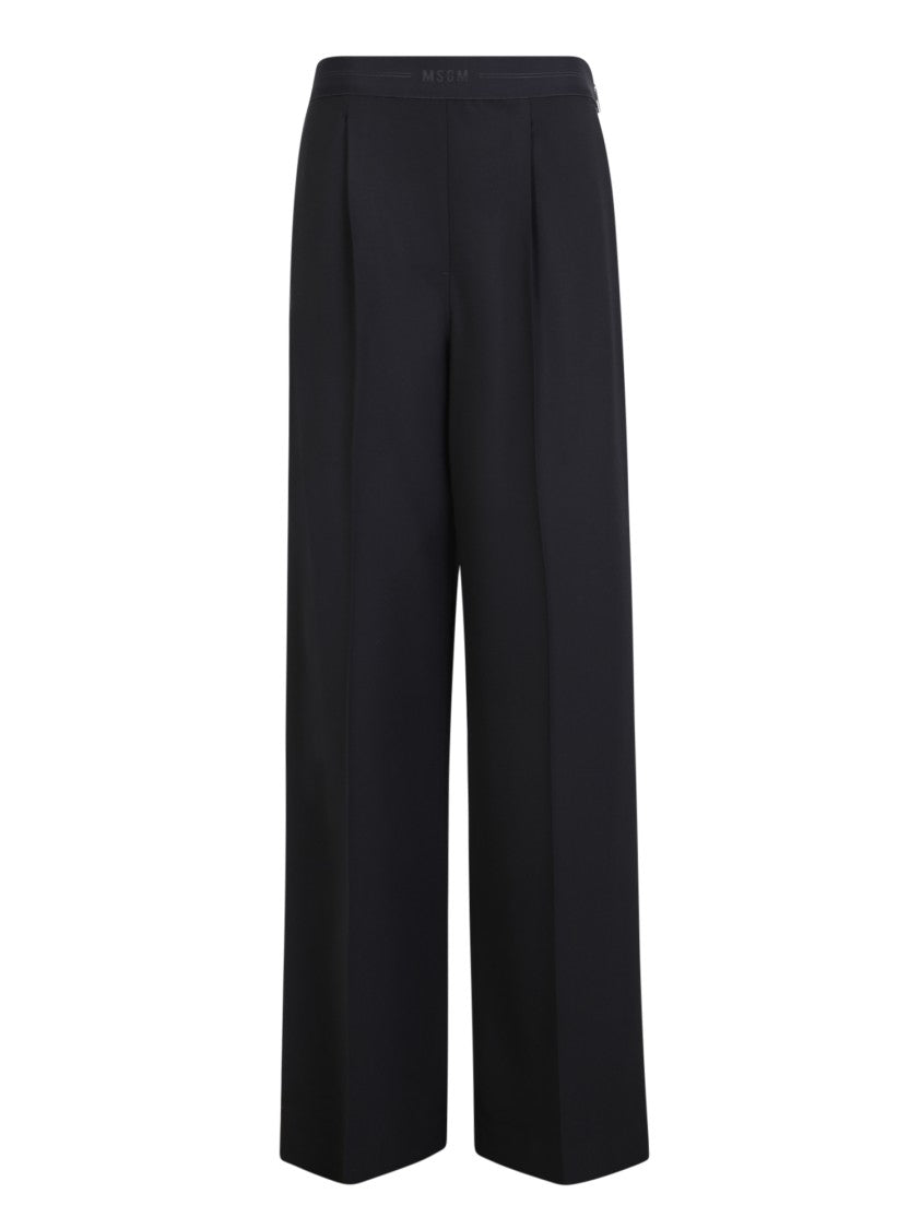 Msgm Black Wide-Leg Trousers