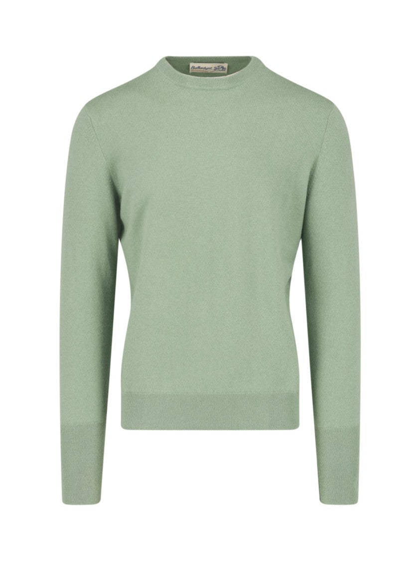 Ballantyne Crew Neck Ribbed Details Finished Hem Sweater