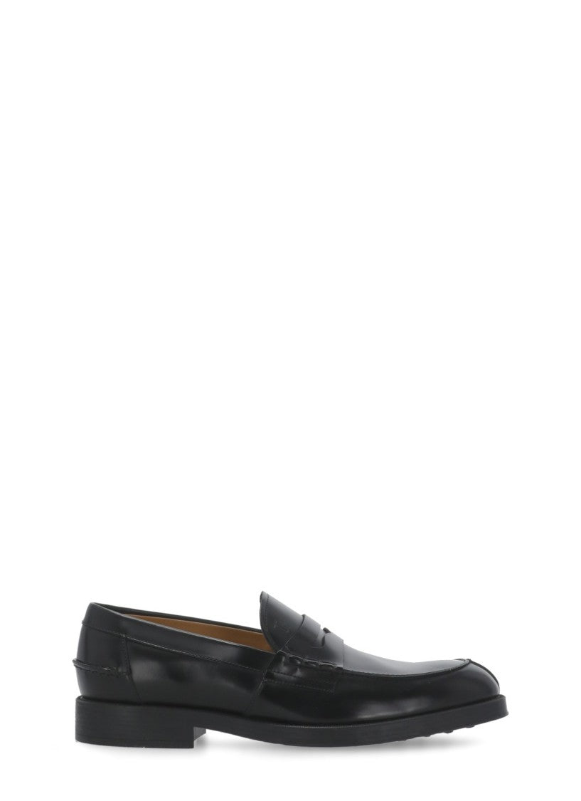 Tod's Black Front Mask Leather Loafers