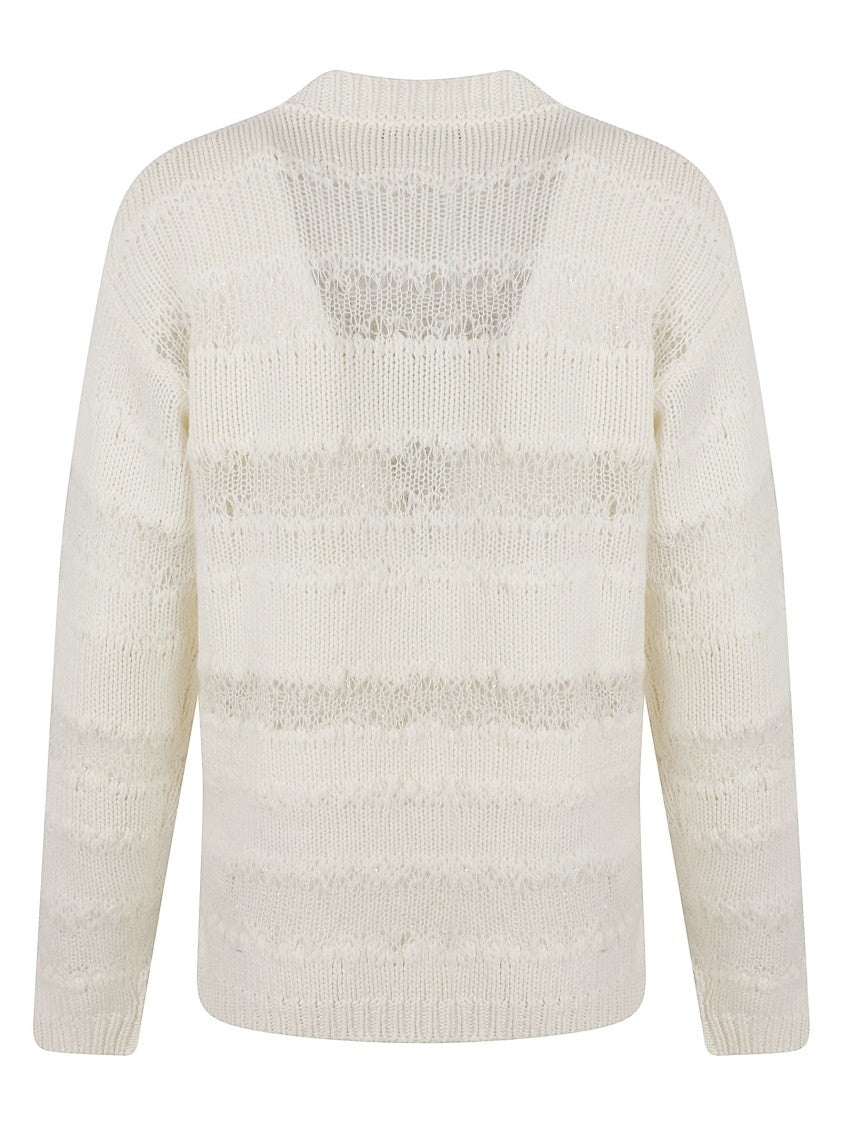 Fabiana Filippi Textured Knit Sweater With Horizontal Stripes And Ribbed Finishing