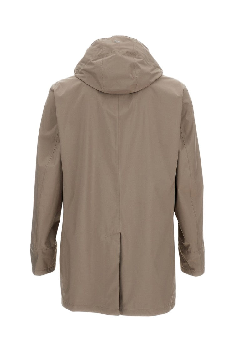 Herno Minimalist Microfiber Raincoat With Removable Hood