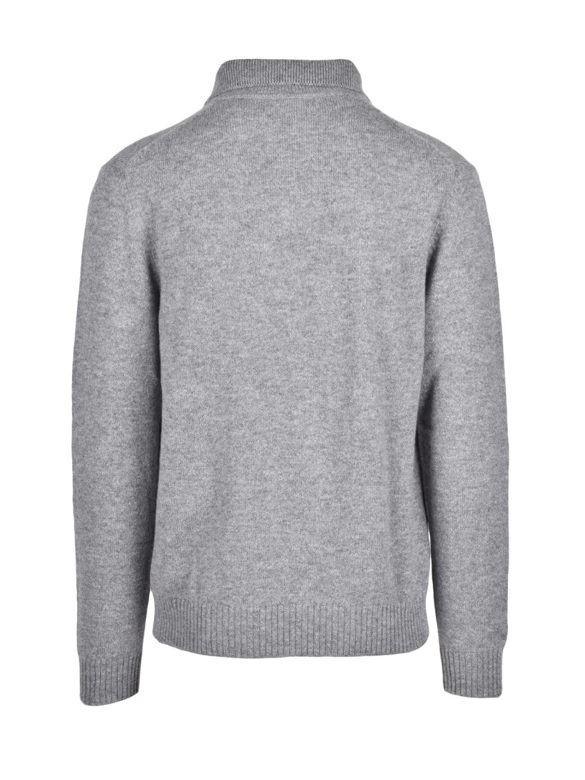 Zanone Grey Heathered Virgin Wool Knitted Polo Shirt