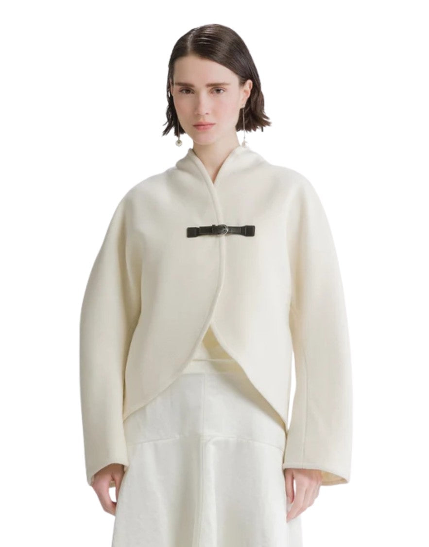 Forte Forte Diamond Wool-Blend Buckle Cropped Coat