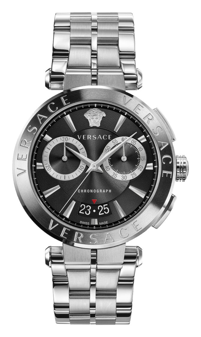 Versace Aion Chronograph In Stainless Steel With Black Dial And Swiss Movement