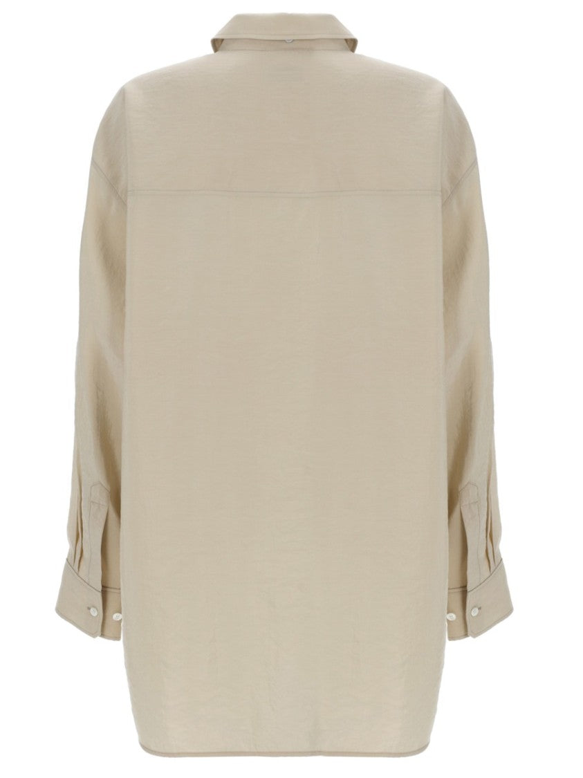 Lemaire Long-Sleeved Neckline Tie Silk Shirt