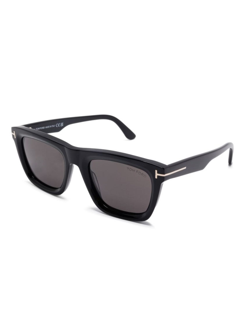 Tom Ford Rectangular Black Sunglasses With Metallic Accents