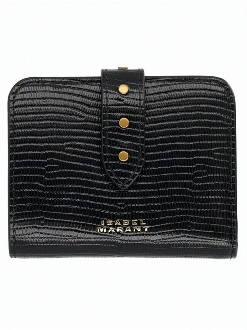 Isabel Marant Glossy Textured Cowhide Leather Wallet