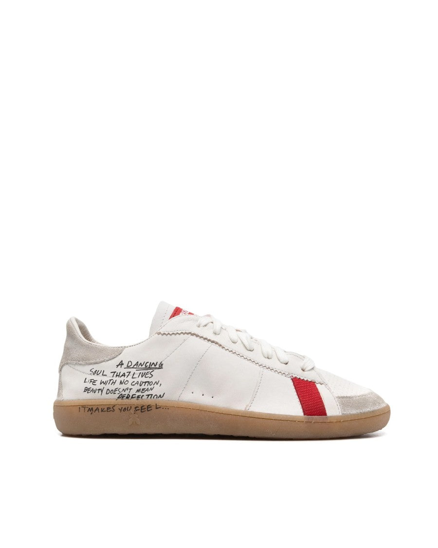 Patrizia Pepe Skin Sneakers In Nappa Leather With White/Red Lettering