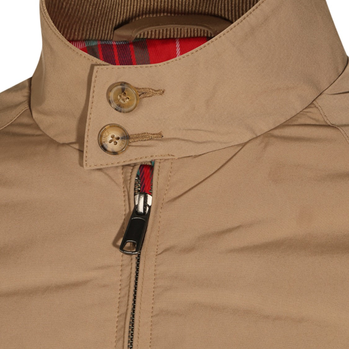 Baracuta High Collar Beige Jacket With Front Zipper And Flap Pockets