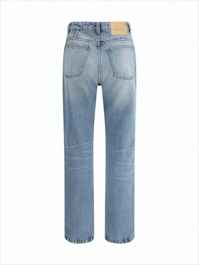 Ami Straight-Leg Denim Pants In Light Blue Wash