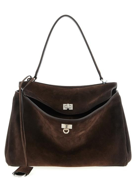 Balenciaga Medium Suede Turn-Lock Tote Bag