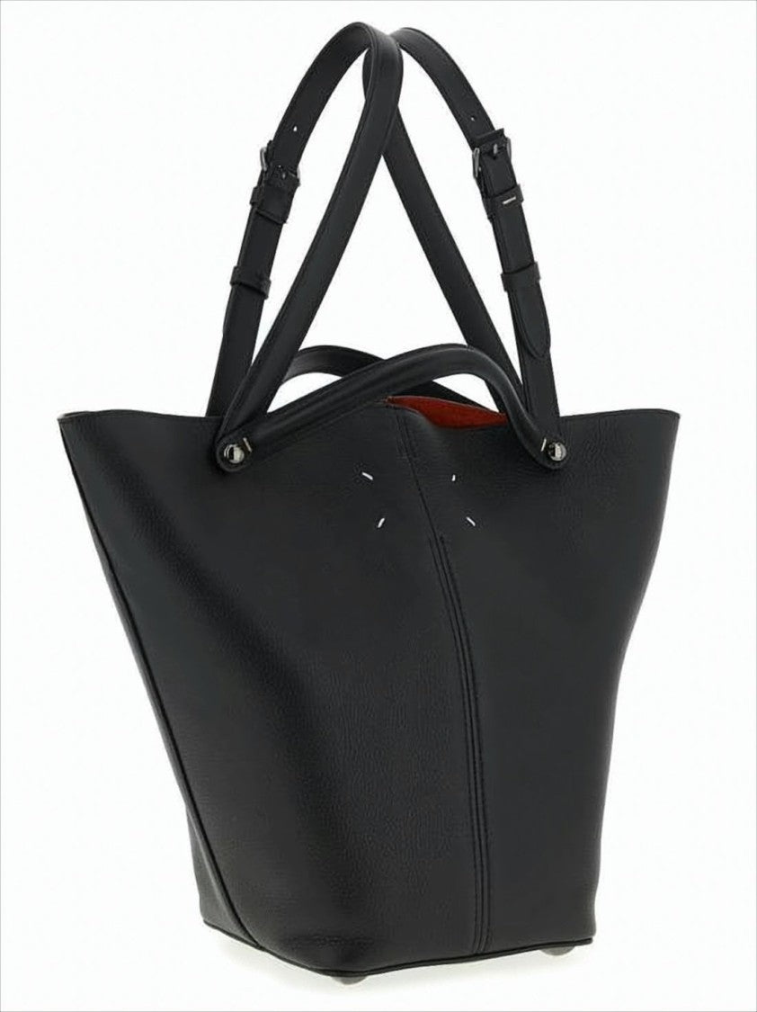 Maison Margiela Structured Black Calf Leather Tote Bag