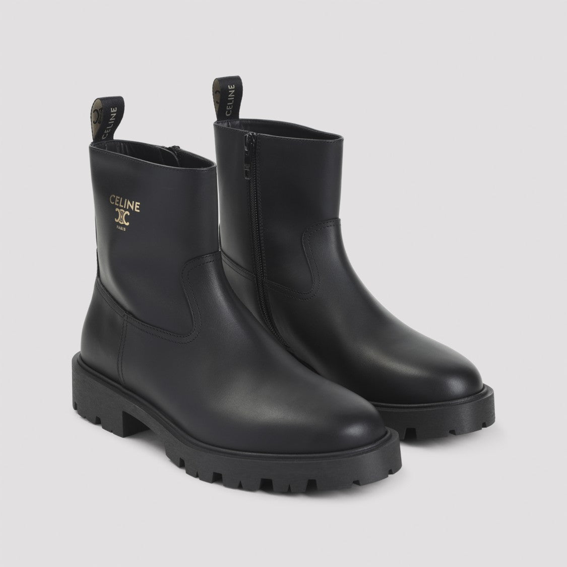 Celine Black Calf Leather Ankle Boots
