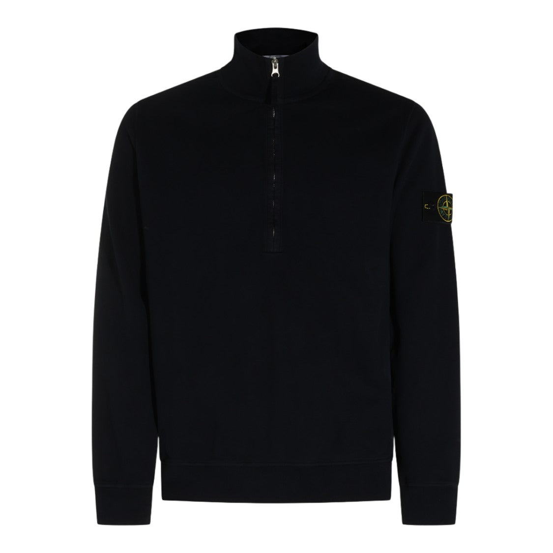 Stone Island High Collar Half-Zip Sweater With Ribbed Details