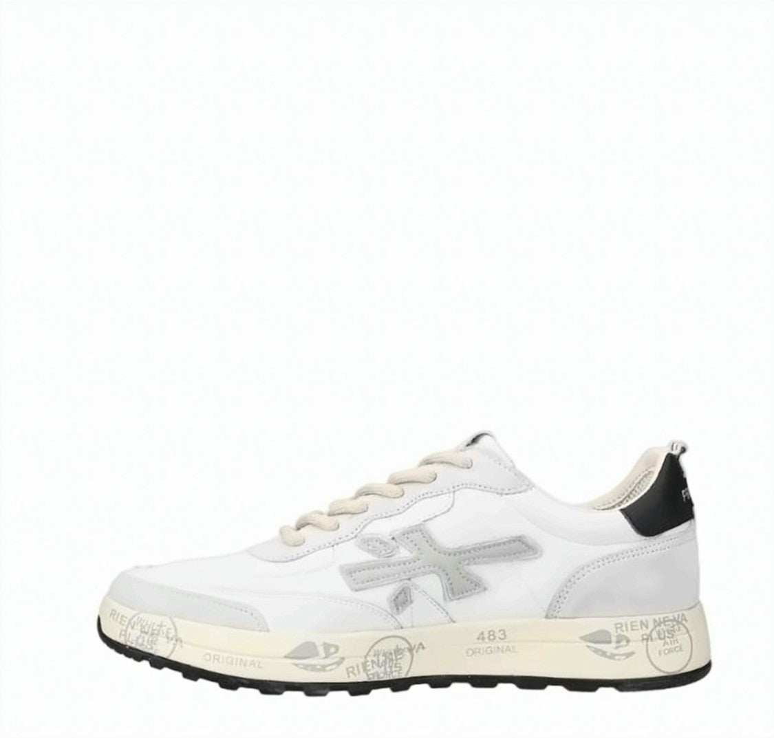 Premiata White Beige Vintage Effect Sneakers