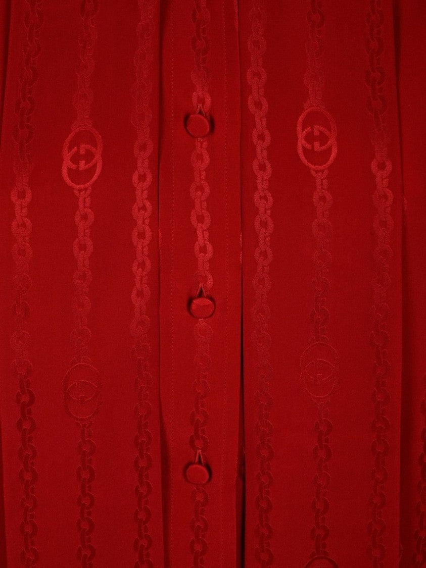 Gucci Jacquard Chain Pattern Necktie Silk Shirt