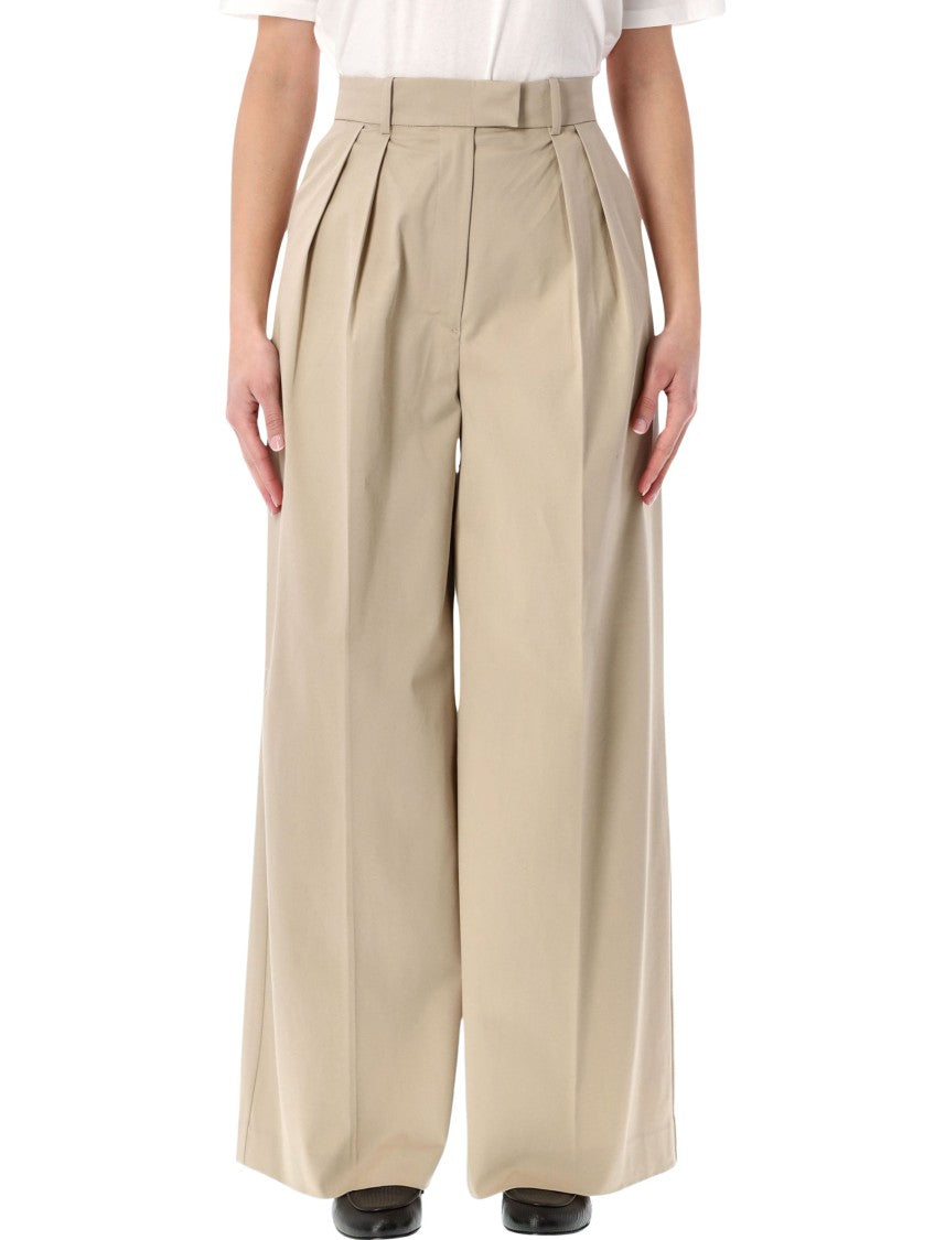 Anine Bing High-Rise Wide Trousers With Double Front Pleats And Contemporary Cut