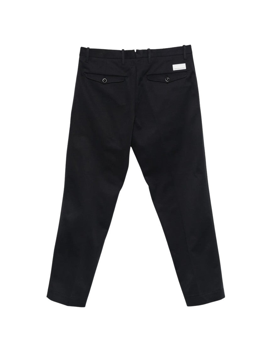 Nine In The Morning Tailored Fit Black Trousers With Button Closure And Flap Pockets