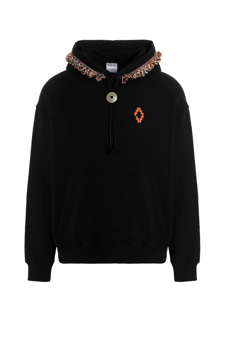 Marcelo Burlon Black Cotton Printed Hoodie