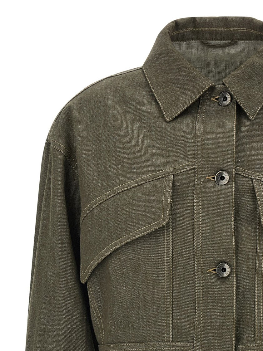 Brunello Cucinelli Cotton Denim Effect Twill Cropped Jacket