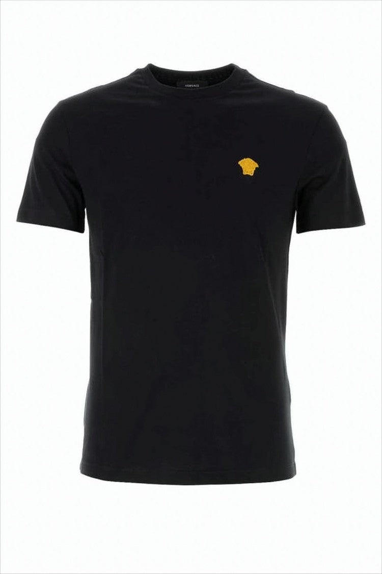 Versace Black Short-Sleeved T-Shirt With Embroidered Emblem