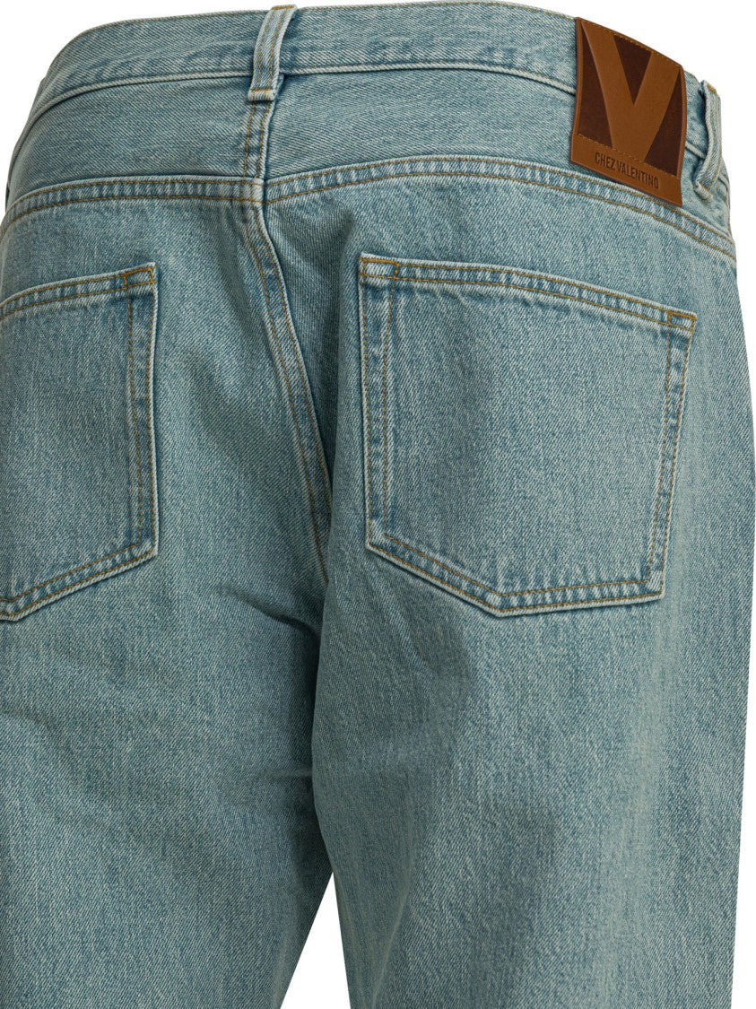 Valentino Straight-Leg Denim Jeans With Mid-Rise Waist And Classic Five-Pocket Design