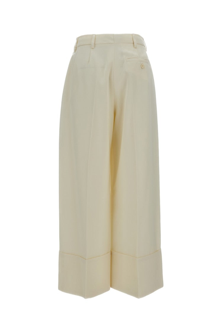 Simone Rocha Cropped Wide-Leg Trousers With Pearl Daisy Detailing