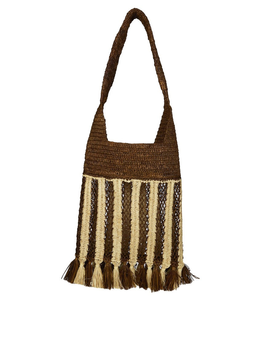 Isabel Marant Brown Praia Small Woven Tassels Shoulder Bag