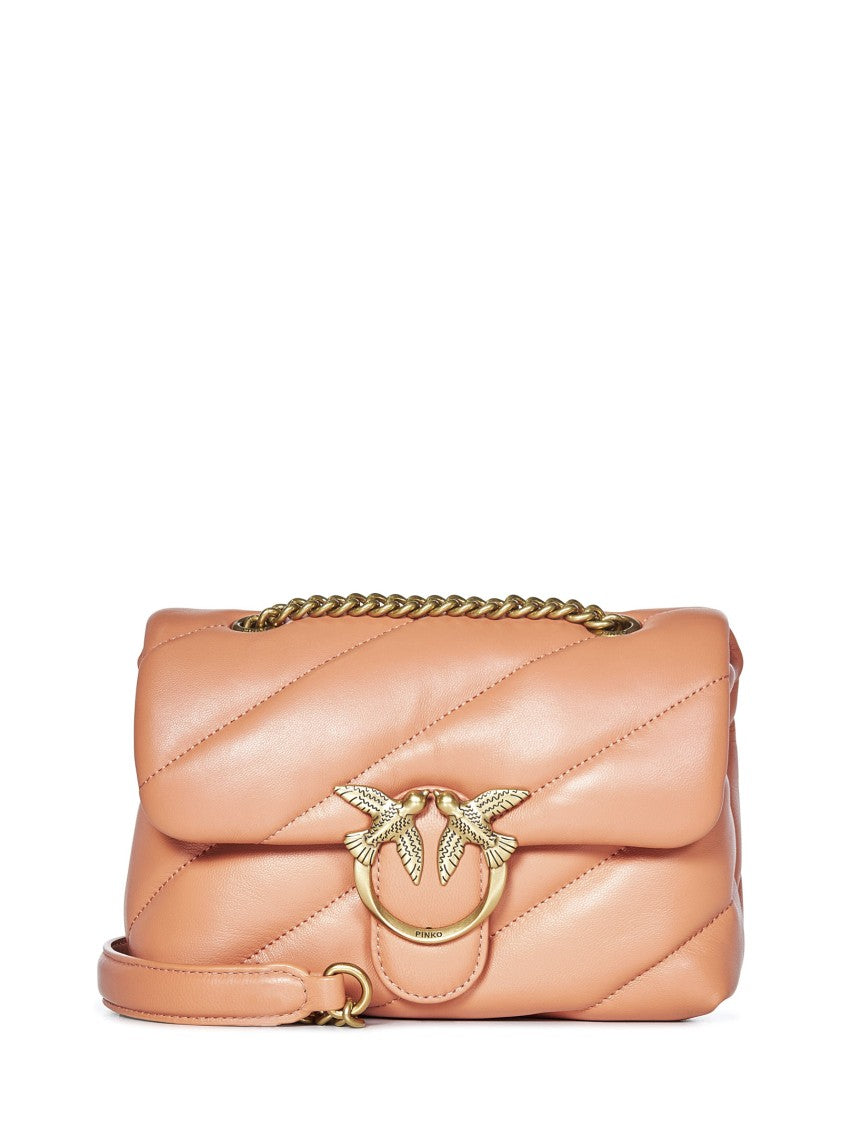 Pinko Mini Love Crossbody Bag In Orange Sheep Leather
