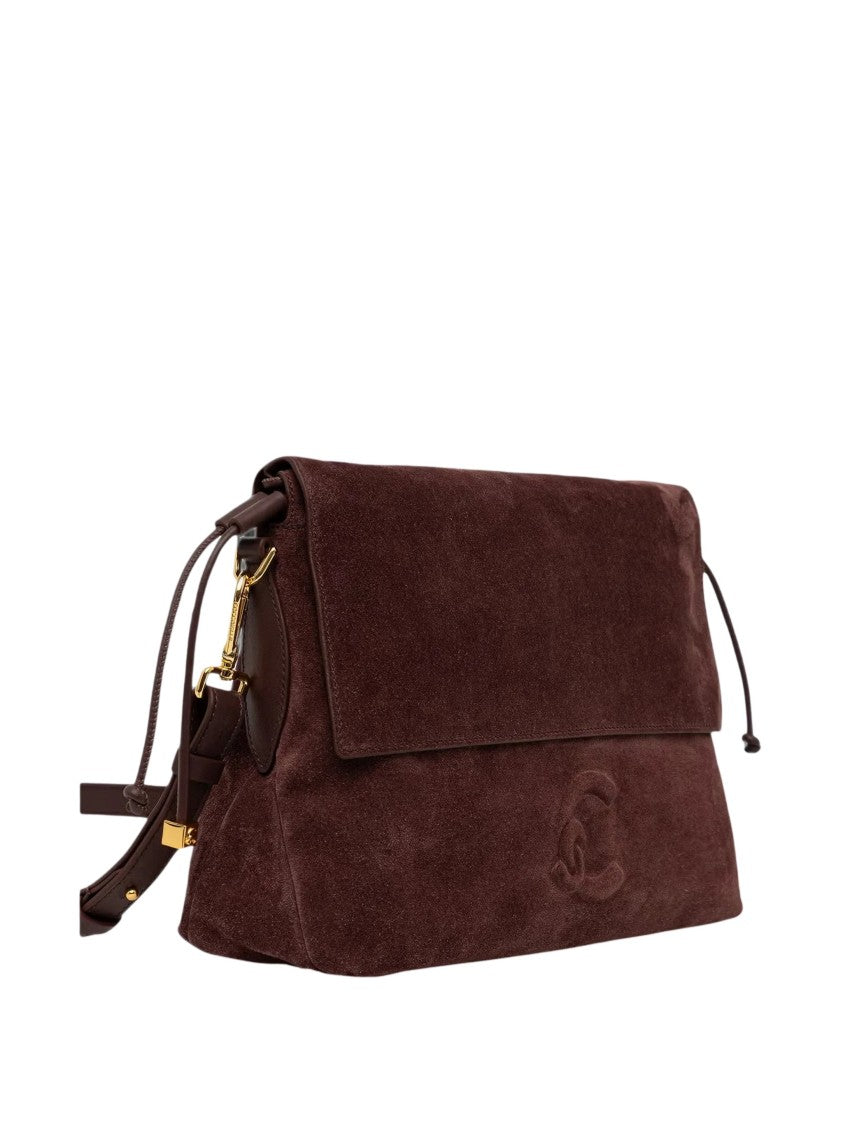 Coccinelle Lidia Rectangular Logo Embossed Suede Shoulder Bag
