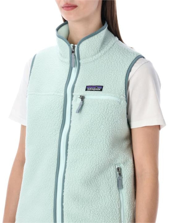 Patagonia Textured Fleece Vest With High Collar And Zipper Closure