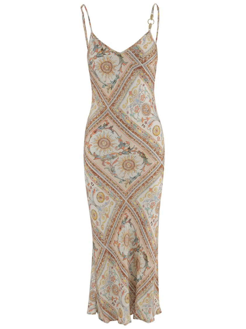 Just Cavalli Long Flowing Viscose Dress With Intricate Patterned Print