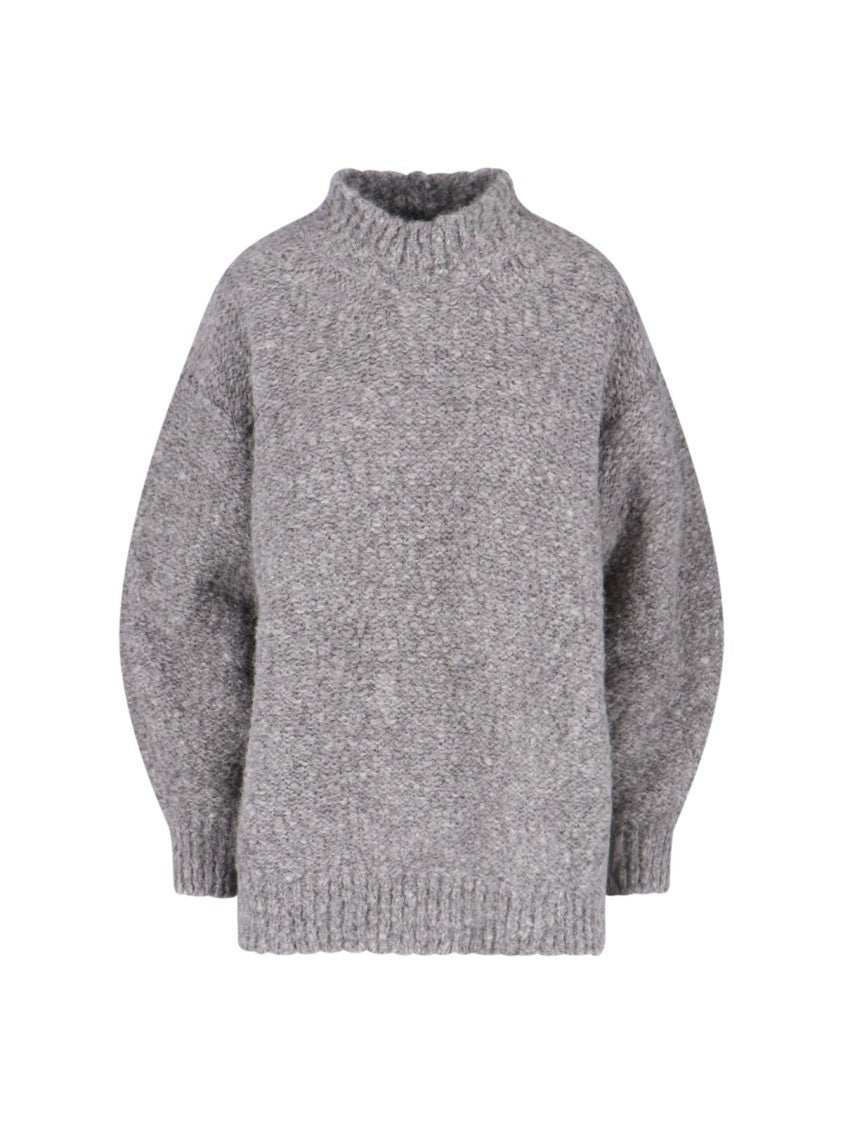 Isabel Marant Relaxed High Neck Sweater With Ribbed Hem And Dropped Shoulders