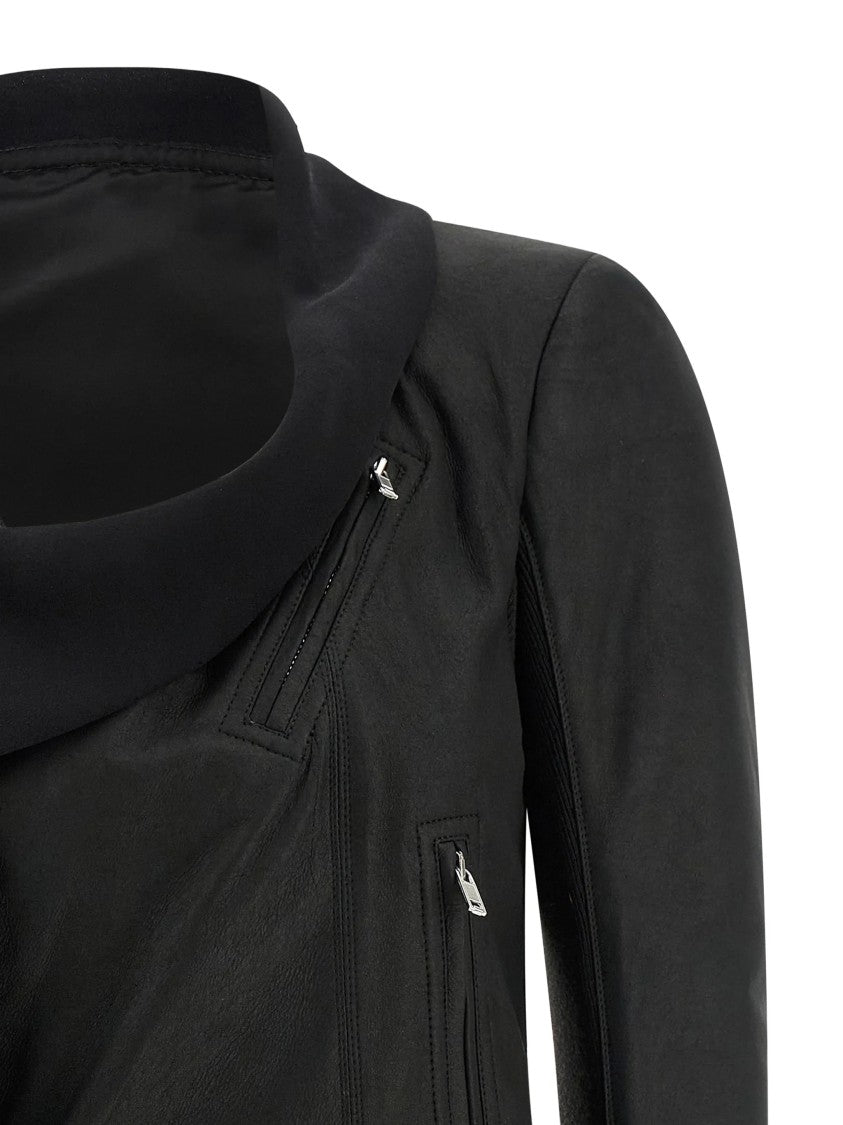 Rick Owens Scarf Biker Cropped Leather Jacket