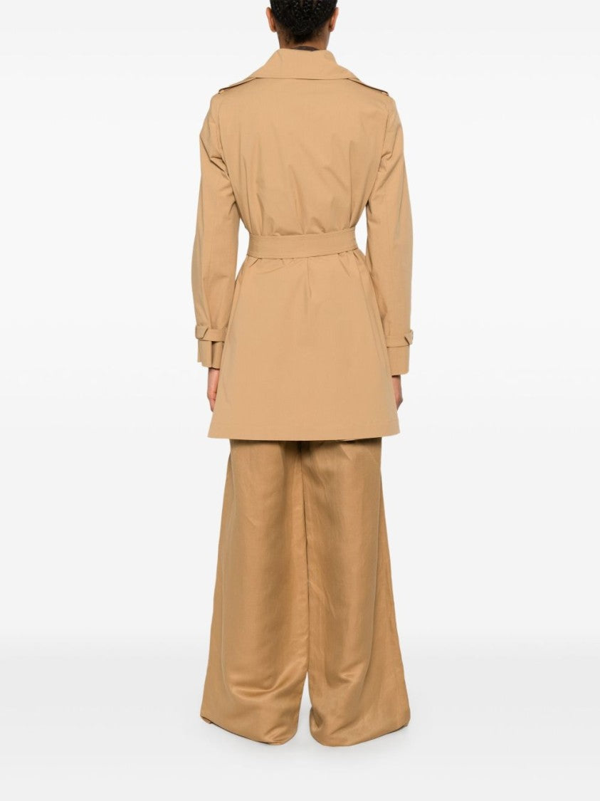 Max Mara Sand Brown Double-Breasted Trench Coat