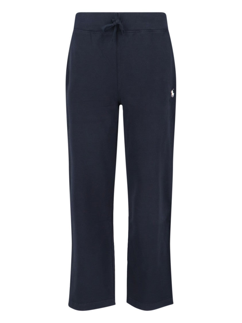 Polo Ralph Lauren Navy Cotton Sweatpants With Drawstring And Embroidered Logo