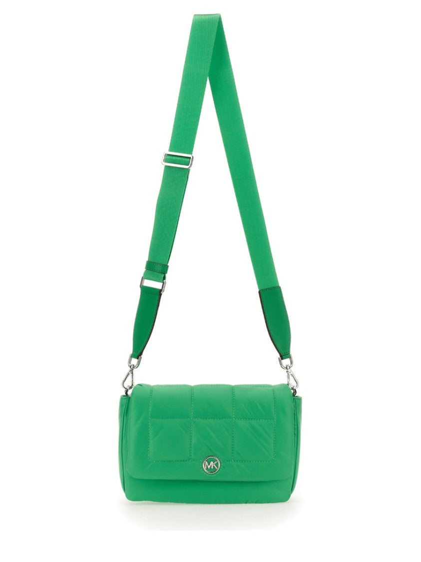 Michael Michael Kors Quilted Green Lilah Bag With Adjustable Shoulder Strap