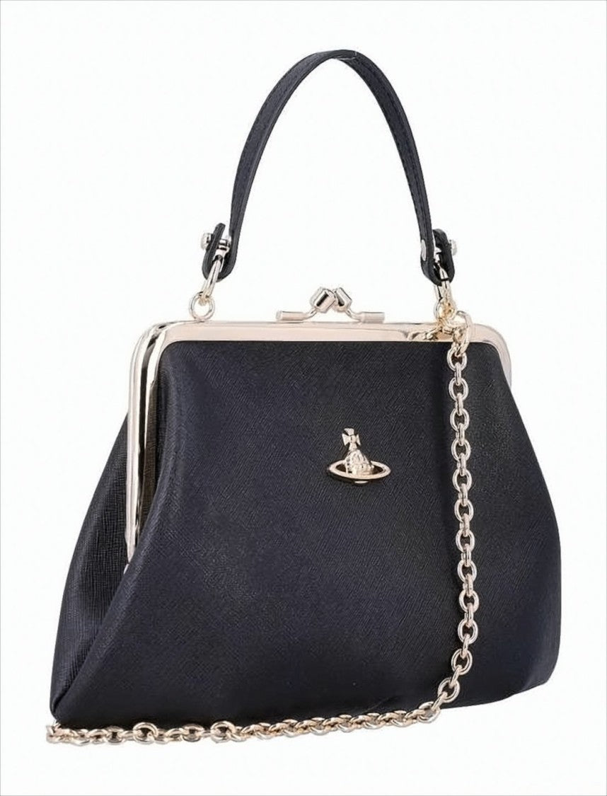 Vivienne Westwood Textured Synthetic Leather Crossbody Bag With Gold-Tone Accents