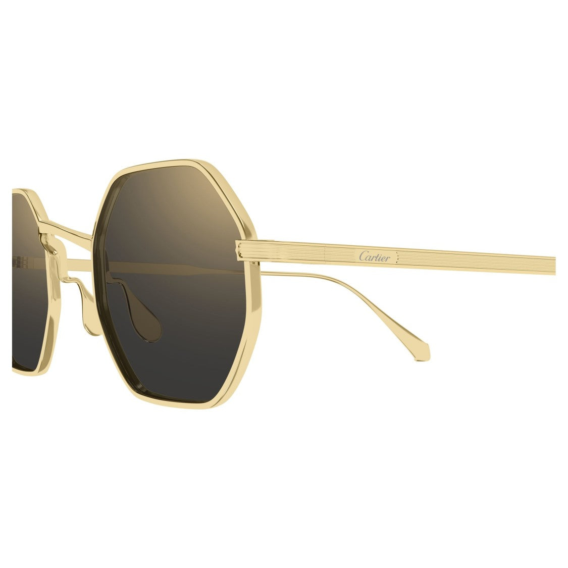 Cartier Octagonal Titanium Sunglasses With Polished Gold Finish