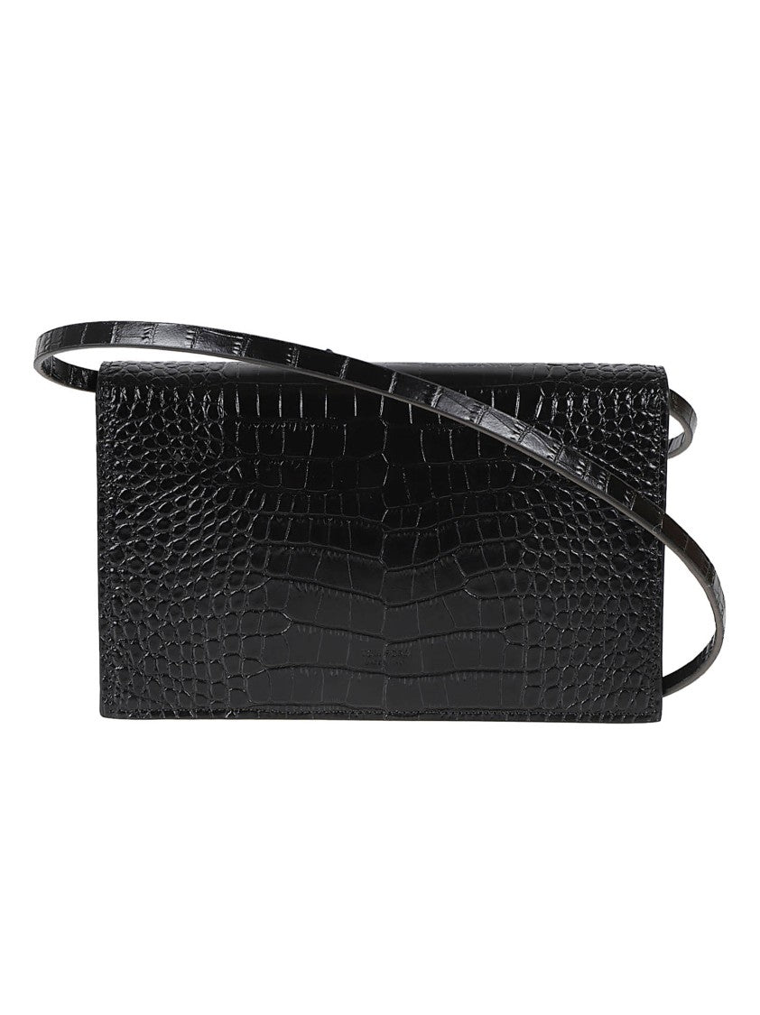 Tom Ford Black Crocodile Effect Buckle Shoulder Bag