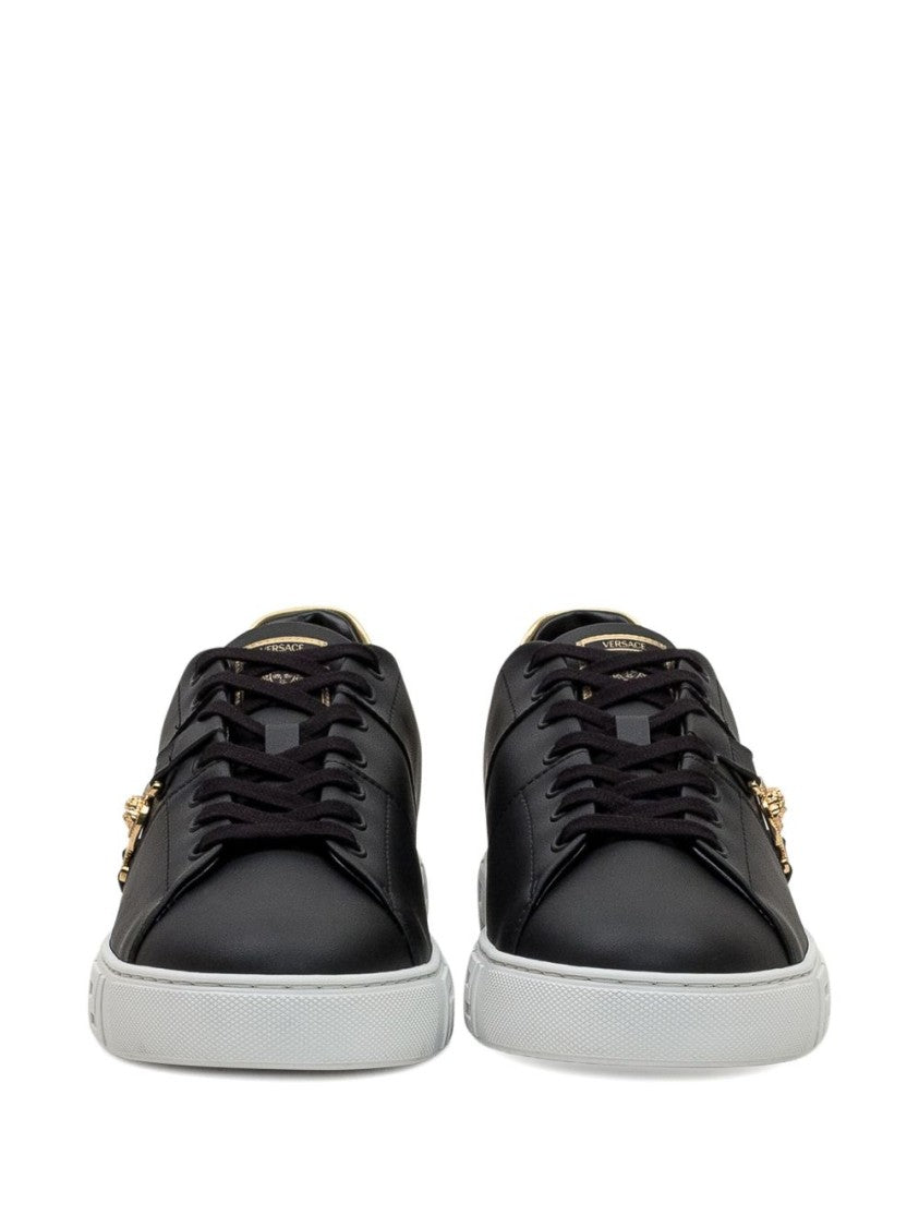 Versace Black Medusa Head Detail Lace Sneakers