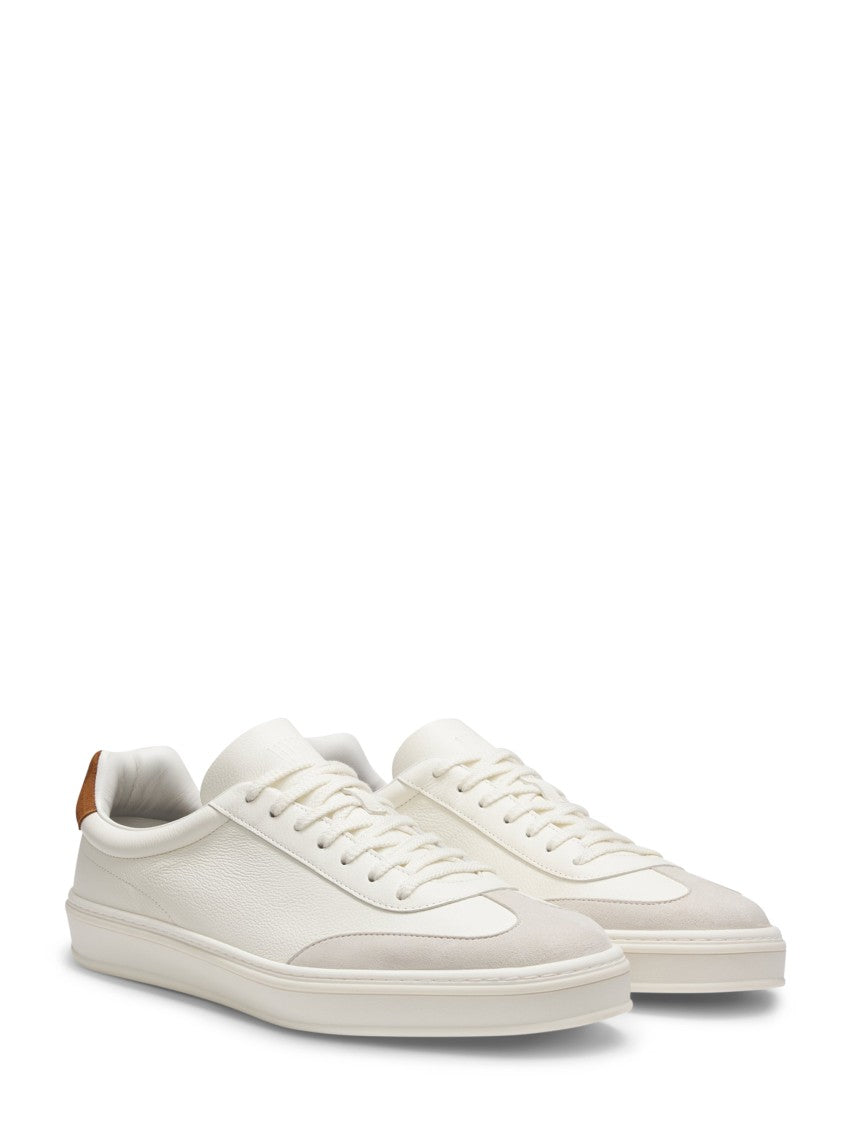 Boss Low-Top Sneakers With Beige Accents And Suede Detail
