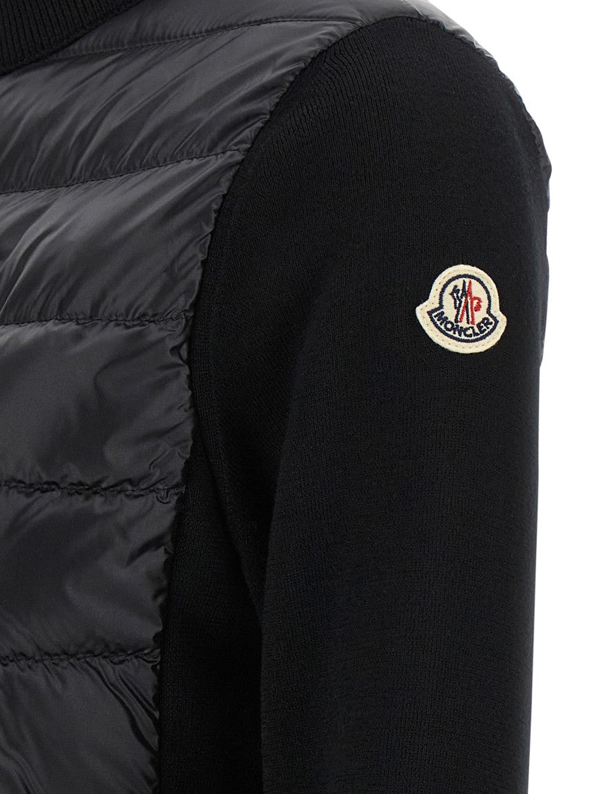 Moncler Quilted Vest-Style Cardigan With High Neck And Feather Padding