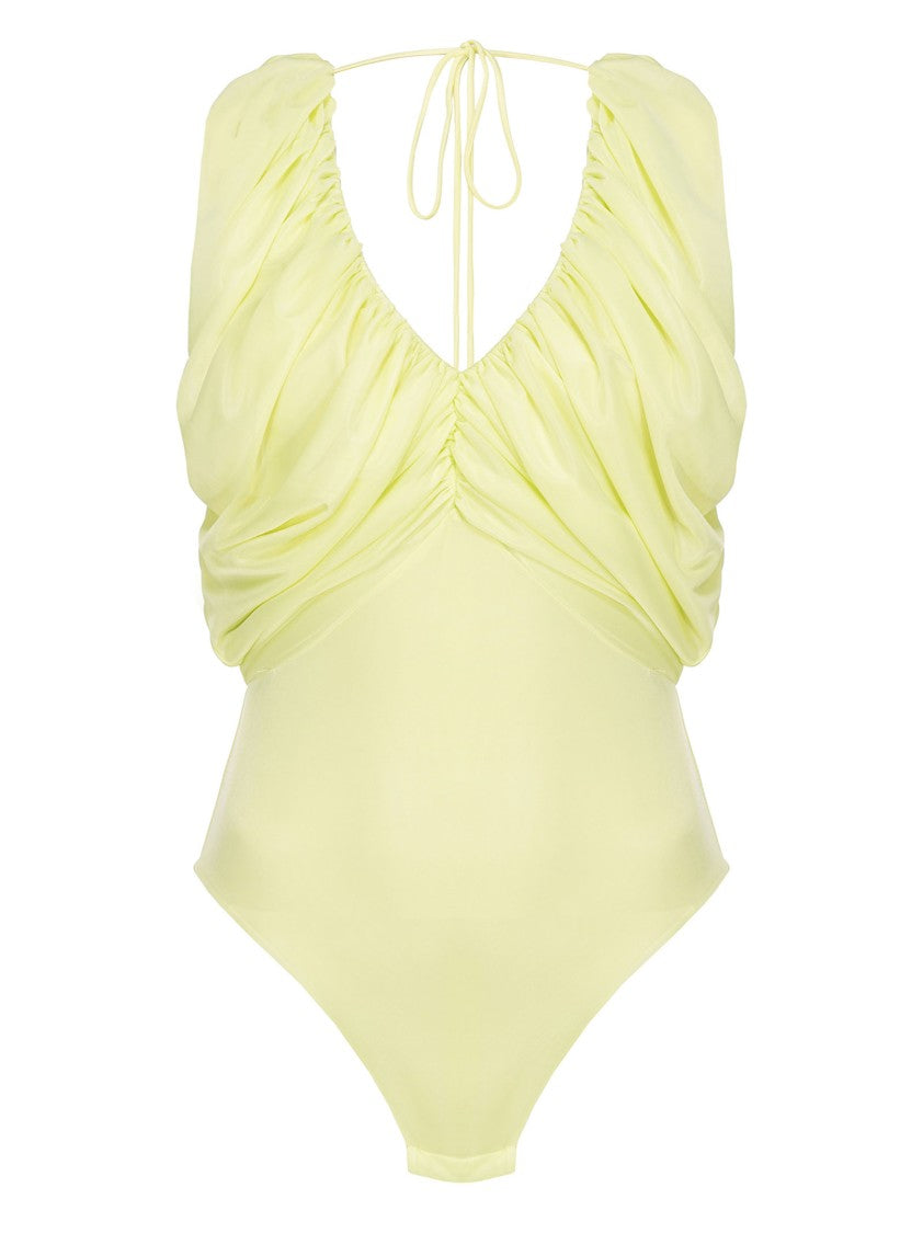 Pinko Gathered V-Neck Bodysuit With Back Drawstring