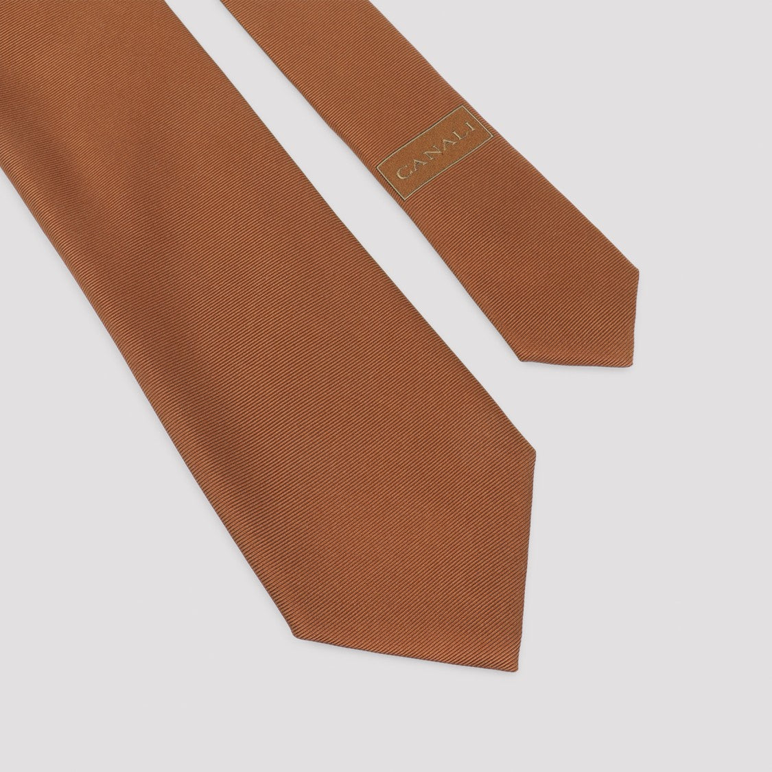 Canali Refined Brown Silk Tie With Classic Pointed Tip