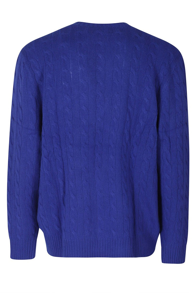 Polo Ralph Lauren Royal Blue Long Sleeve Sweater With Cable Knit Detailing