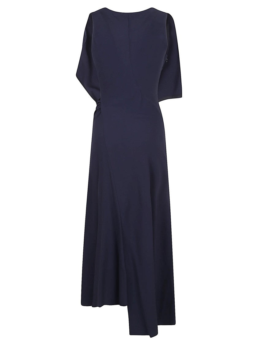 Victoria Beckham Sleeveless Draped V-Neck Midi Dress